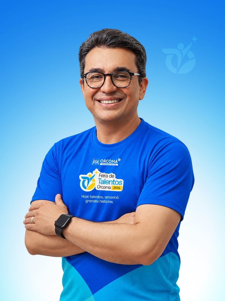 Jacson com a camiseta da Feira de Talentos Orcoma 2026